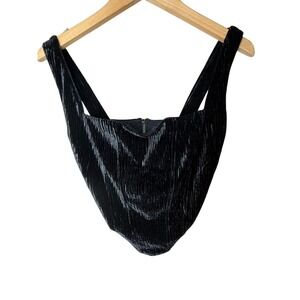 Naked‎ Wardrobe Velvet Corset Top Women's Medium Black Sleeveless Rockabilly